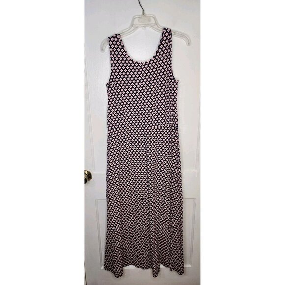 Talbots Daisy Print Jersey Maxi Dress Size Medium Navy Blue / Pink - Picture 2 of 5